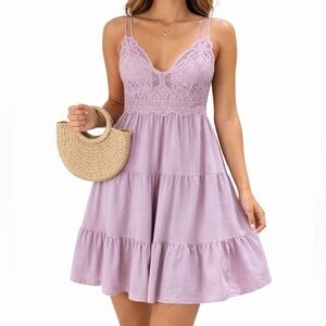Zenana Lavender Lace Bodice Spaghetti Strap Dress Size Small Like New